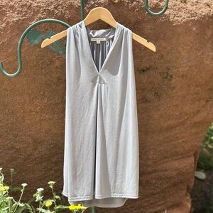 Green Envelope Silver Gray V-Neck Blouse Tank Top Rushed Back Size S